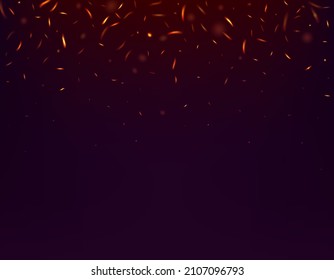 Blazing Flame Fiery Sparks Background. Bright Night, Gold Stars. Hot Burning Glow Flashes. Isolated Fire, Red Yellow Orange Sparkles, Smoke. Realistic Fire Image on Black. Realistic Energy Glow.