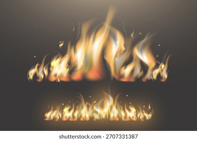 Llama ardiente Imagen realista del fuego. Ilustración vectorial.