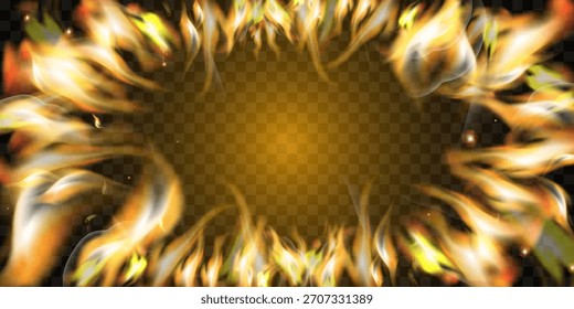 Llama ardiente Imagen realista del fuego. Ilustración vectorial.