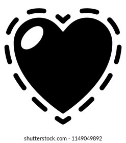 
Blazing heart with dash line border showing decorative heart icon
