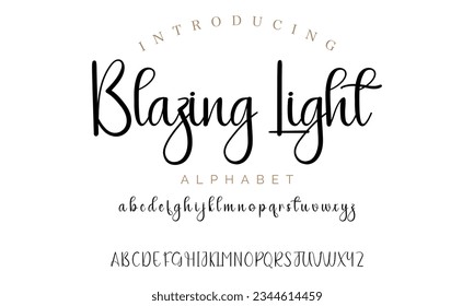 Blazing Light calligraphy script. Vector alphabet.