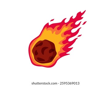 A blazing meteor with orange flames streaking across the sky in vibrant cartoon style art.