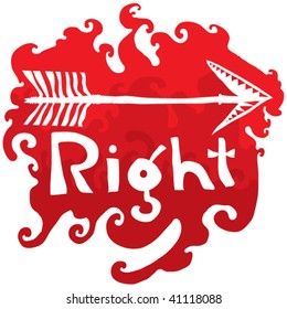 blazing red right sign