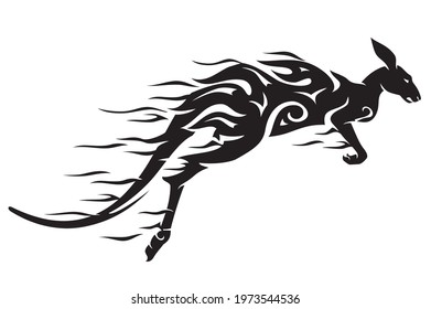 Blazing Speed Kangaroo, Abstract Silhouette