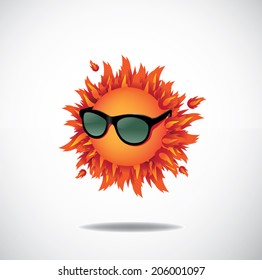 Blazing sun wearing sunglasses EPS 10 vector, grouped for easy editing. No oen shapes or paths.