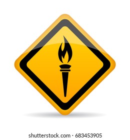Blazing torch fire vector sign illustration on white background
