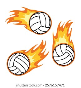 Blazing volleyball cuts through the air. Volleyball trails a blazing flame best for competitions and vibrant beach games.