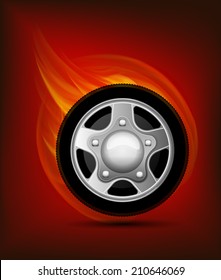 Blazing wheel. Vector illustration.