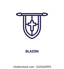 blazon icon from other collection. Thin linear blazon, emblem, heraldic outline icon isolated on white background. Line vector blazon sign, symbol for web and mobile