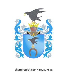 Blazon. Knight Armour. Crown.  Flat design, vector illustration, vector.