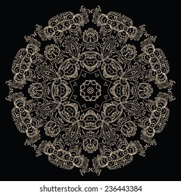 Blck mandala. Lace ornament. Indian style vector illustration