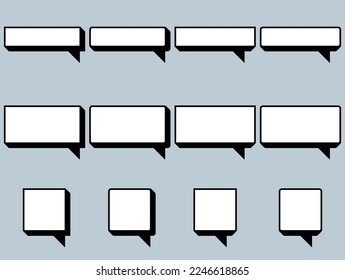 Blck and white speech box, Speech box set, Frame for message, Box for message.