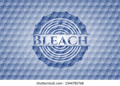 Bleach blue emblem with geometric background.