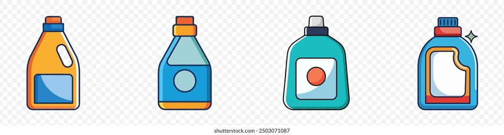 Bleach bottle icons set. Outline set of bleach bottle vector icons, Glass Poison Bottle Icon, Poison icons, bottles icon in trendy flat design, bleach icon, bottle icons