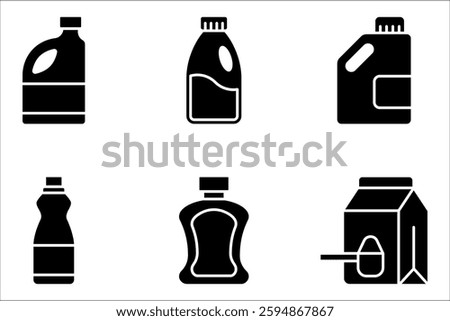 Bleach bottle icons set. Outline set of bleach bottle vector icons, vector illustration on white background