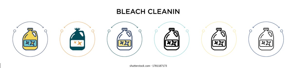 Bleach cleanin icon in filled, thin line, outline and stroke style. Vector illustration of two colored and black bleach cleanin vector icons designs can be used for mobile, ui, web