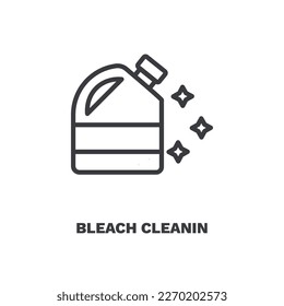 bleach cleanin icon. Thin line bleach cleanin, mop icon from cleaning collection. Outline vector isolated on white background. Editable bleach cleanin symbol can be used web and mobile