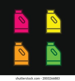 Bleach four color glowing neon vector icon