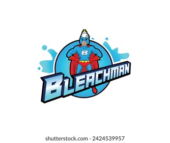 Bleach Man Cartoon Superhero Character Logo Design Template