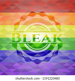Bleak emblem on mosaic background with the colors of the LGBT flag