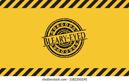 Bleary-eyed inside warning sign, black grunge emblem. Vector Illustration. Detailed.