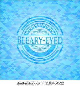 Bleary-eyed light blue emblem with mosaic background