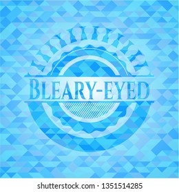 Bleary-eyed sky blue emblem with mosaic ecological style background