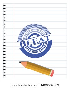 Bleat emblem draw with pen effect. Blue ink. Vector Illustration. Detailed.