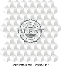 Bleat grey badge with geometric cube white background