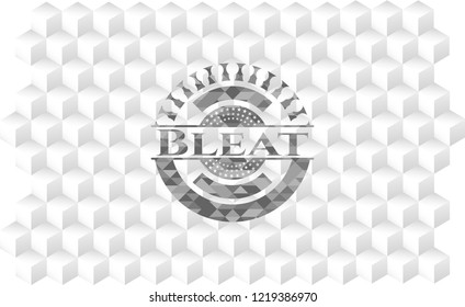 Bleat grey emblem. Retro with geometric cube white background