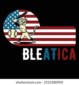 Bleatica Baseball Cheetah American Flag Camiseta divertida