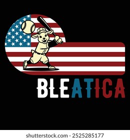 Bleatica Baseball Goat American Flag Funny T-shirt