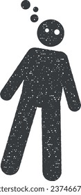 Bleed, man, ill, sick icon vector illustration in stamp style