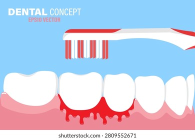 Bleeding Gum from Brushing teeth vector eps 10