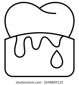 Icono de contorno de la encía sangrante aislado en blanco