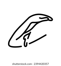 Sangrado del icono de la línea negra de mano. Heridas. Pictograma para página web, aplicación móvil, promoción.