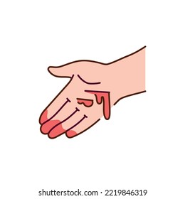 Bleeding from the hand color line icon. Injuries concept. Pictogram for web page, mobile app, promo.