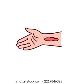 Bleeding from hand color line icon. Injuries concept. Pictogram for web page, mobile app, promo.