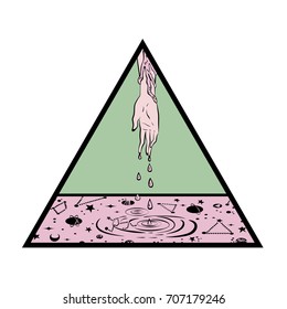 the bleeding hand with space and stars