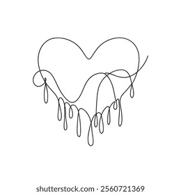 
Bleeding Heart Continuous line art flat vector illustration on white background