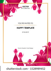 Bleeding Heart Flower Banner Card Template, Vector illustration design element