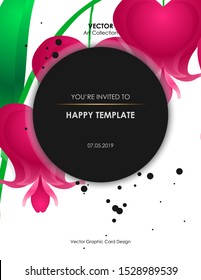 Bleeding Heart Flower Banner Card Template, Vector illustration design element