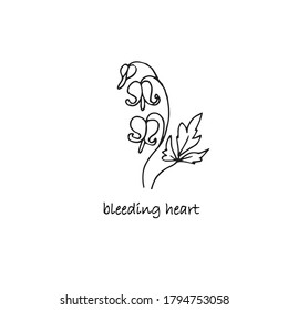 Bleeding Heart Plant Sketch. Hand Drawn Ink Art Design Object Isolated Stock Vector Illustration For Web, For Print