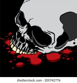 Bleeding Human Skull. Cool Illustration for design