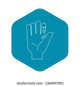 Bleeding human thumb icon. Outline illustration of bleeding human thumb vector icon for web