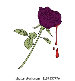 Violett-Rosenaufkleber mit Blutung, Vektorgrafik