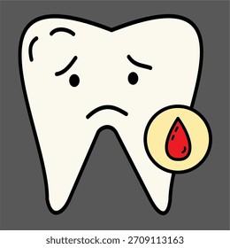 Dientes sangrantes Enfermedad de las encías Odontología Problema dental Icono médico Color minimalista.