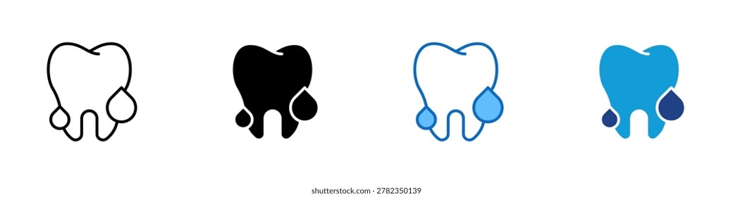 Bleeding Tooth Multiple Style Icon Design Vector - Tooth with blood drops representing gum disease, oral injury, and dental emergency treatment