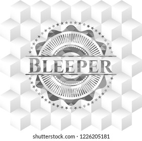 Bleeper grey emblem with cube white background