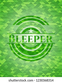 Bleeper realistic green emblem. Mosaic background